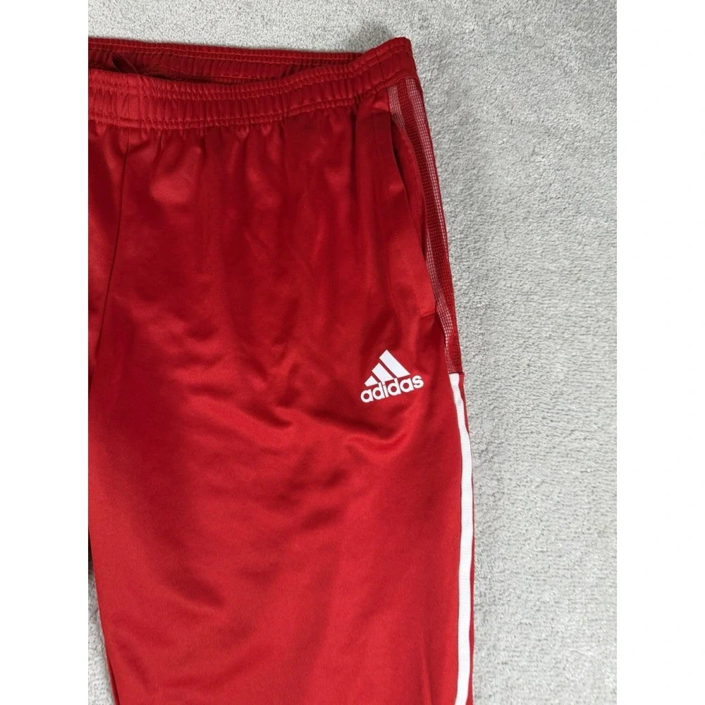 Adidas Track Pants‎ Mens 2XL Red AEROREADY Mesh Stripe Ankle Zip Pockets GT6841